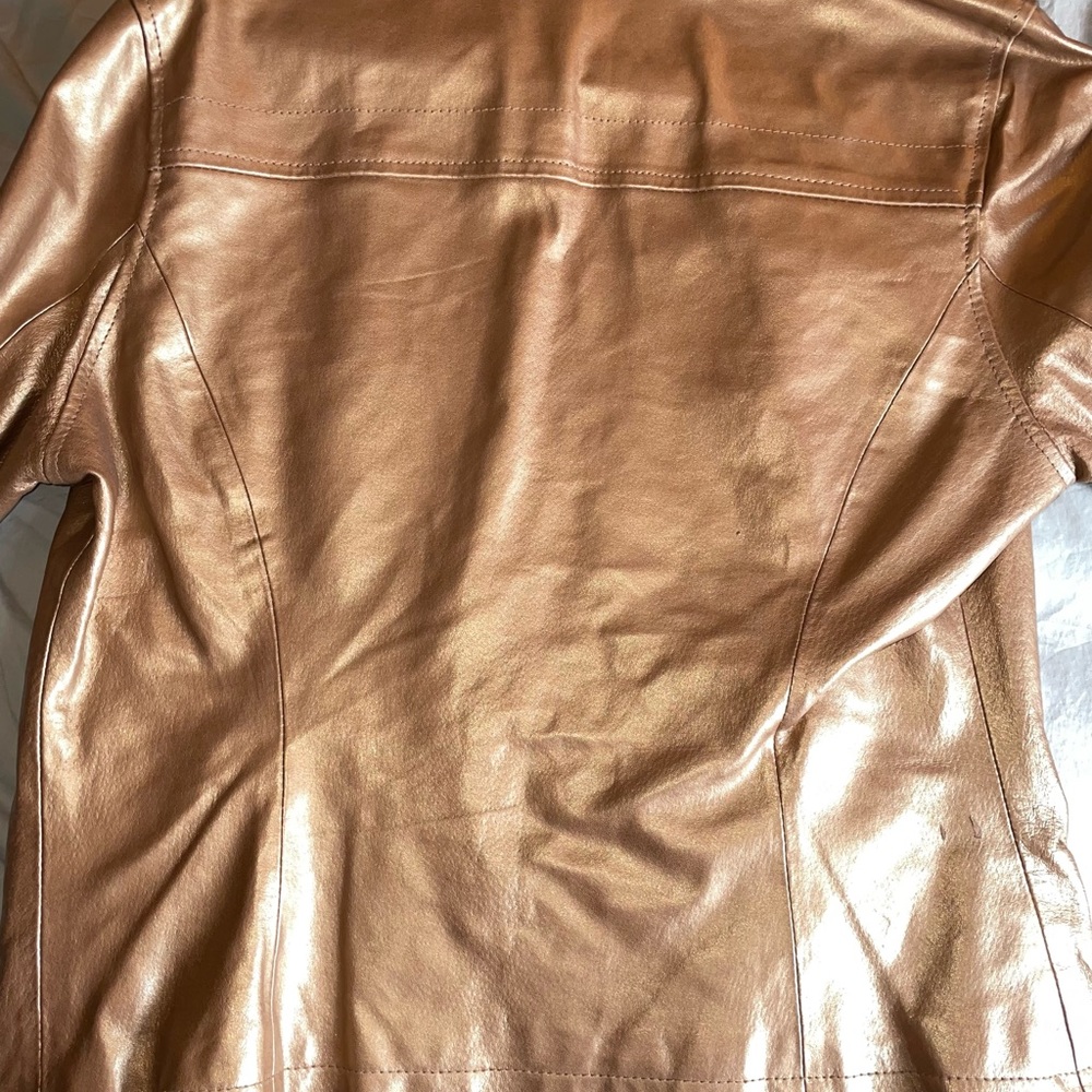 Aria Bronze Moto PU Leather Jacket Medium - Picture 9 of 12